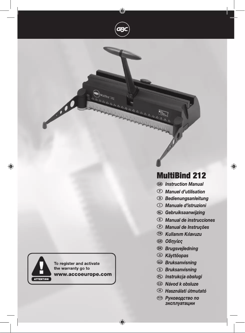 Page 1 de la notice Manuel utilisateur GBC MultiBind 212