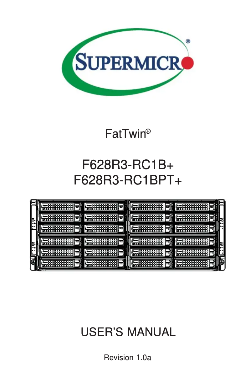 Page 1 de la notice Manuel utilisateur Supermicro SuperServer F628R3-RC1BPT+