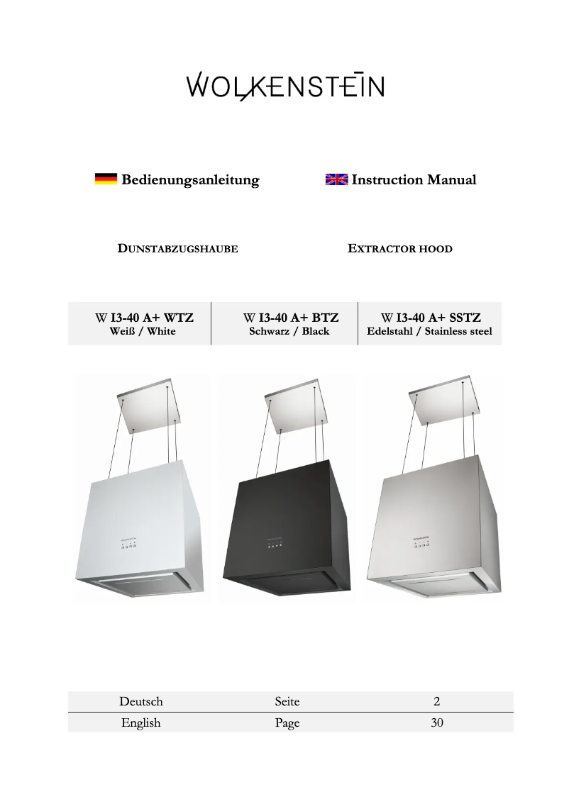 Page n°1 - Manuel utilisateur Wolkenstein W I3-40A+BTZ