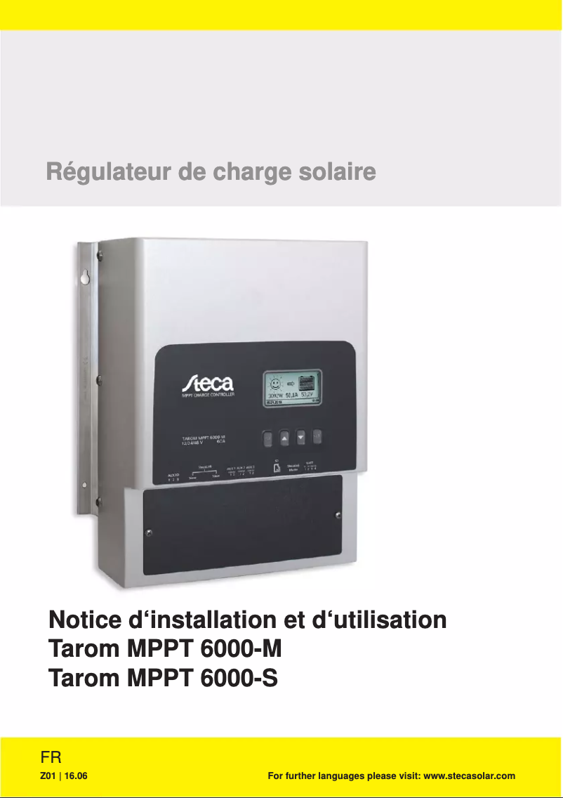 Image de la première page du manuel de l'appareil Tarom MPPT 6000-S
