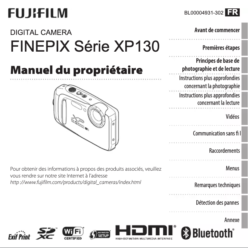 Page n°1 - Manuel utilisateur Fujifilm FinePix XP130