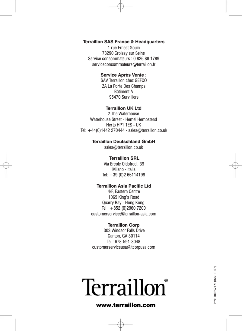 Page n°1 - Manuel utilisateur Terraillon TX 6000 Decor