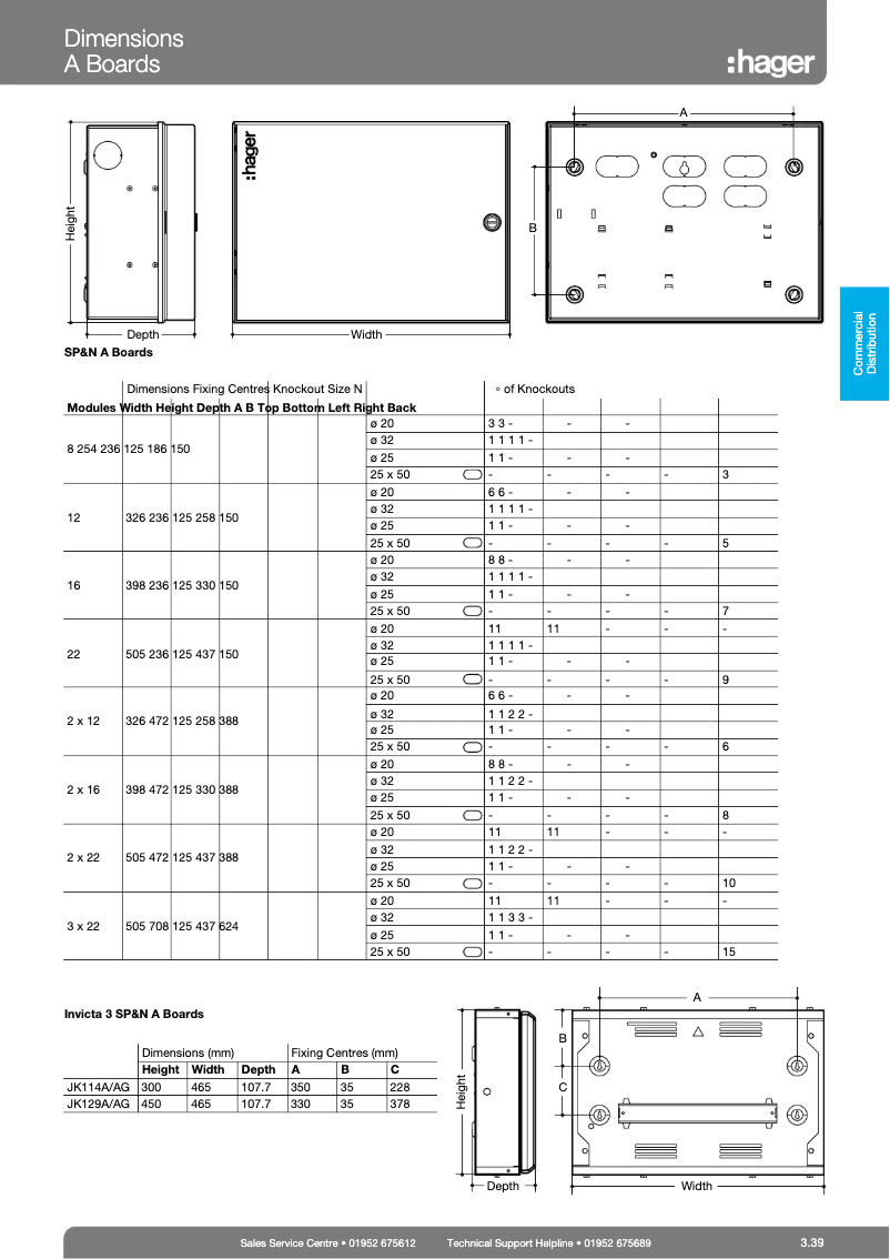 Page 1 de la notice Fiche technique Hager JK306H