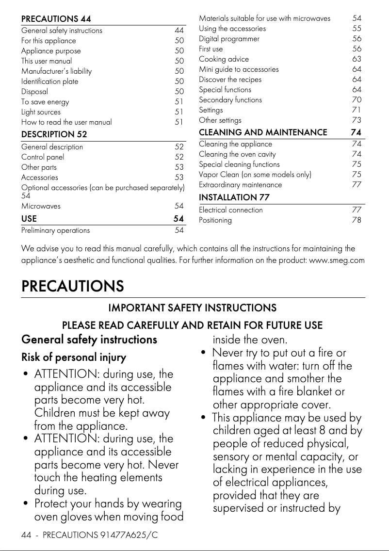 Page n°1 - Manuel utilisateur Smeg SO6402M2B