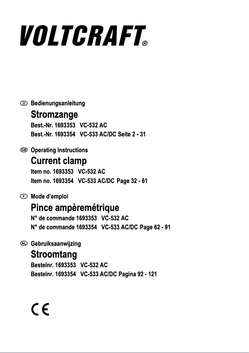 Page n°1 - Manuel utilisateur Voltcraft VC-532