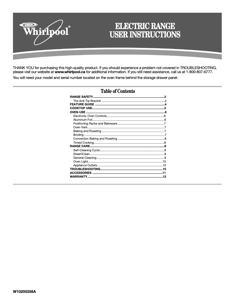 Page 1 de la notice Manuel utilisateur Whirlpool YWFE361LVS