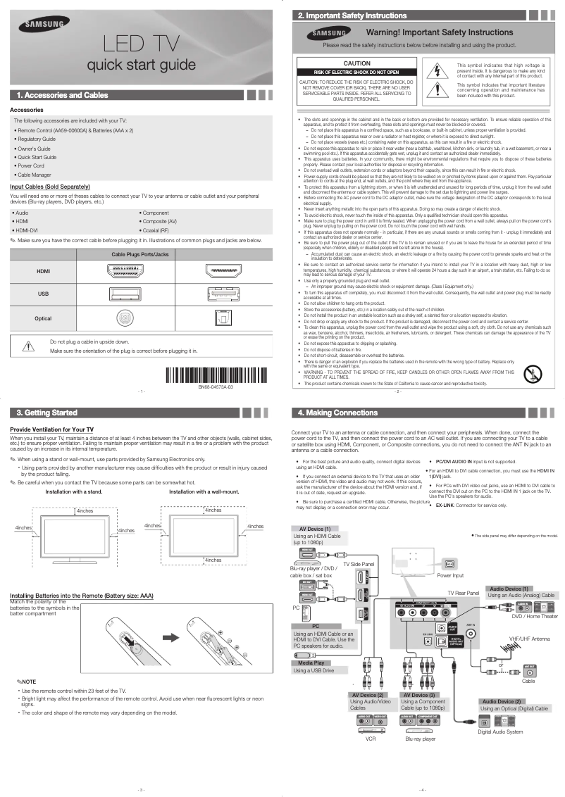 Page 1 de la notice Manuel utilisateur Samsung UN55EH6000F
