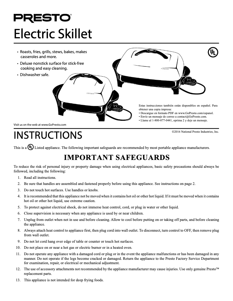 Page n°1 - Manuel utilisateur Presto 06850