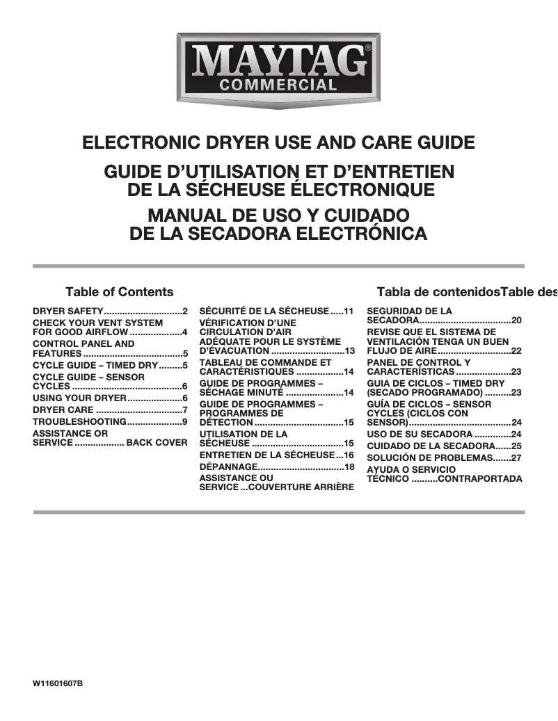Page n°1 - Manuel utilisateur Maytag MEDP585GW