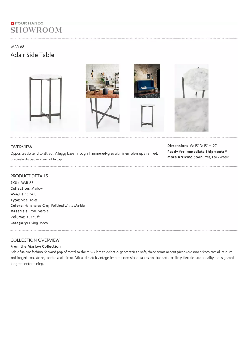 Page 1 de la notice Manuel utilisateur Four Hands IMAR-68