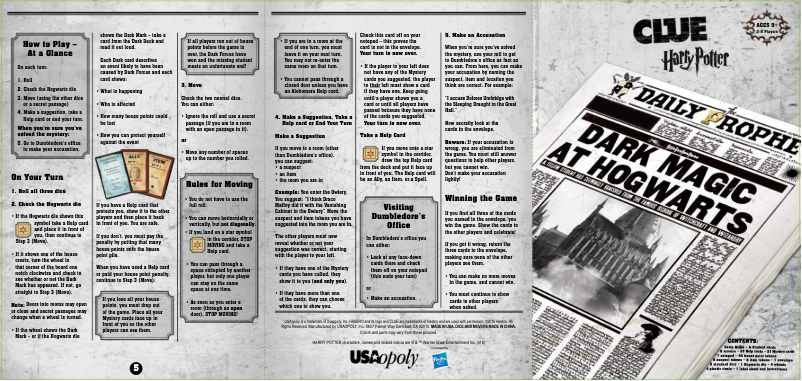 Page n°1 - Manuel utilisateur USAopoly Clue: Harry Potter