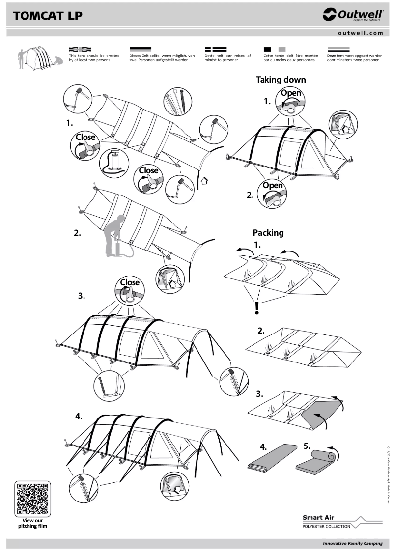 Page 1 de la notice Manuel utilisateur Outwell Tomcat LP