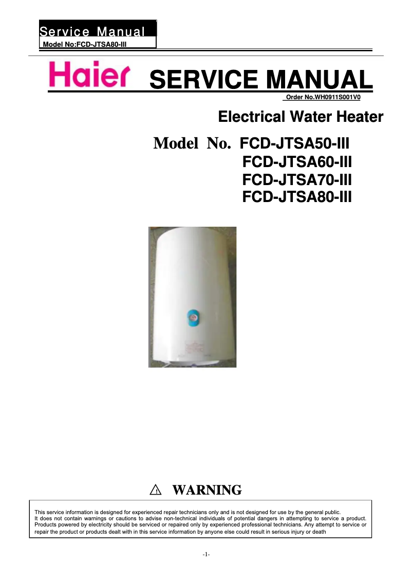 Imagen de la primera página del manual del dispositivo FCD-JTSA80-III