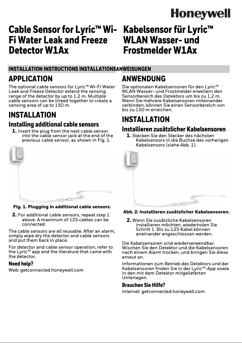 Page 1 de la notice Manuel utilisateur Honeywell W1AS
