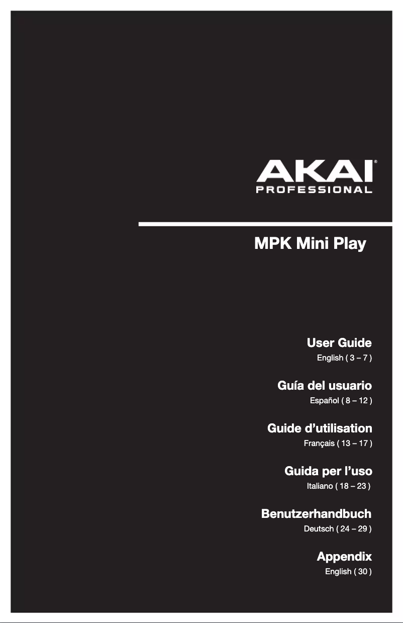Page 1 de la notice Manuel utilisateur AKAI MPK mini