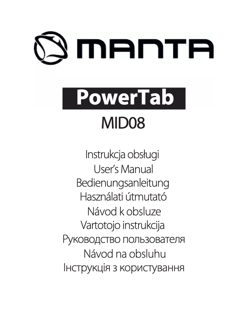 Page n°1 - Manuel utilisateur Manta PowerTab MID08