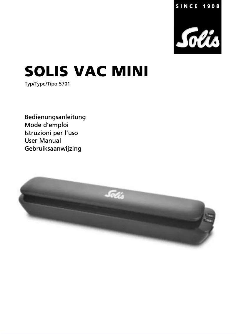 Page n°1 - Manuel utilisateur Solis Vac Mini 5701