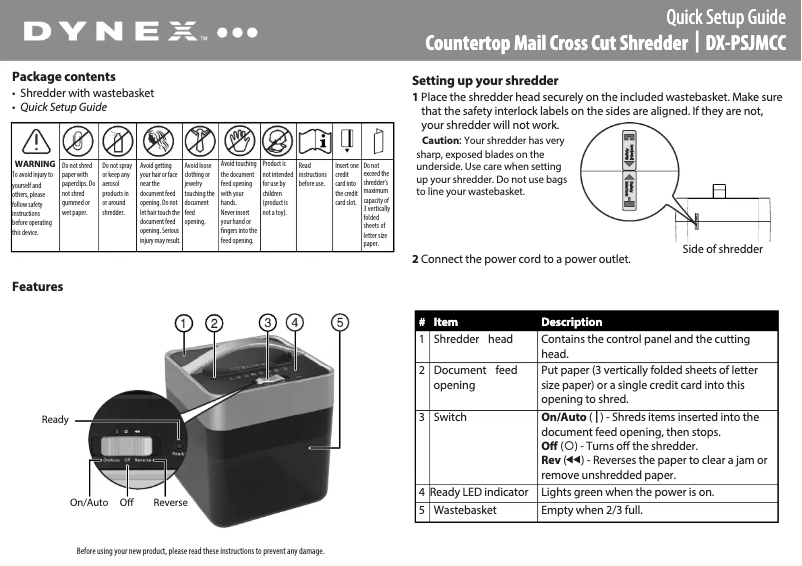 Image de la première page du manuel de l'appareil DX-PSJMCC