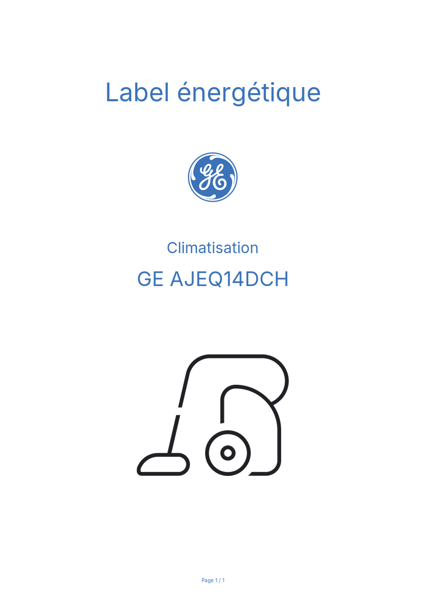 Page n°1 - Label énergétique GE AJEQ14DCH