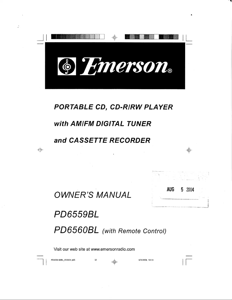 Image de la première page du manuel de l'appareil PD6559