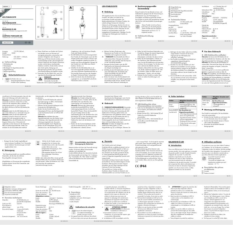 Page 1 de la notice Manuel utilisateur Livarno Lux IAN 275190