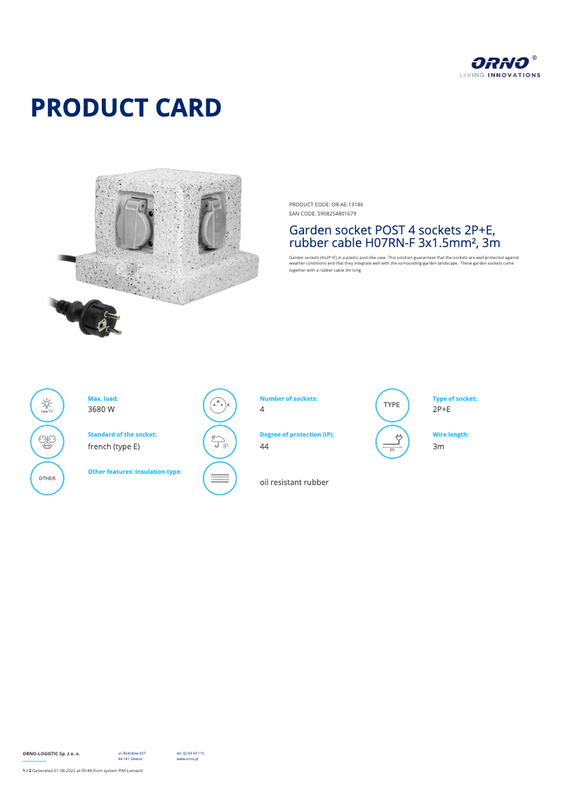 Image de la première page du manuel de l'appareil OR-AE-13186
