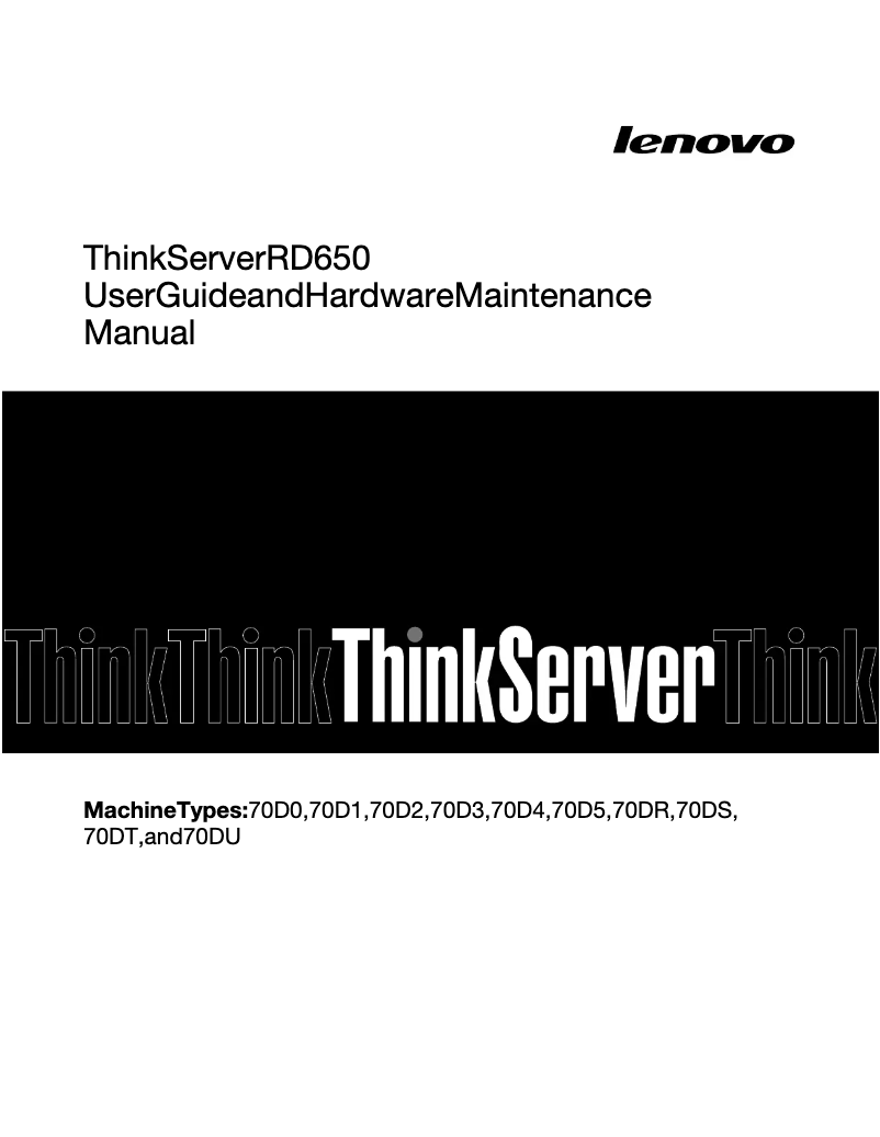 Image de la première page du manuel de l'appareil ThinkServer RD650