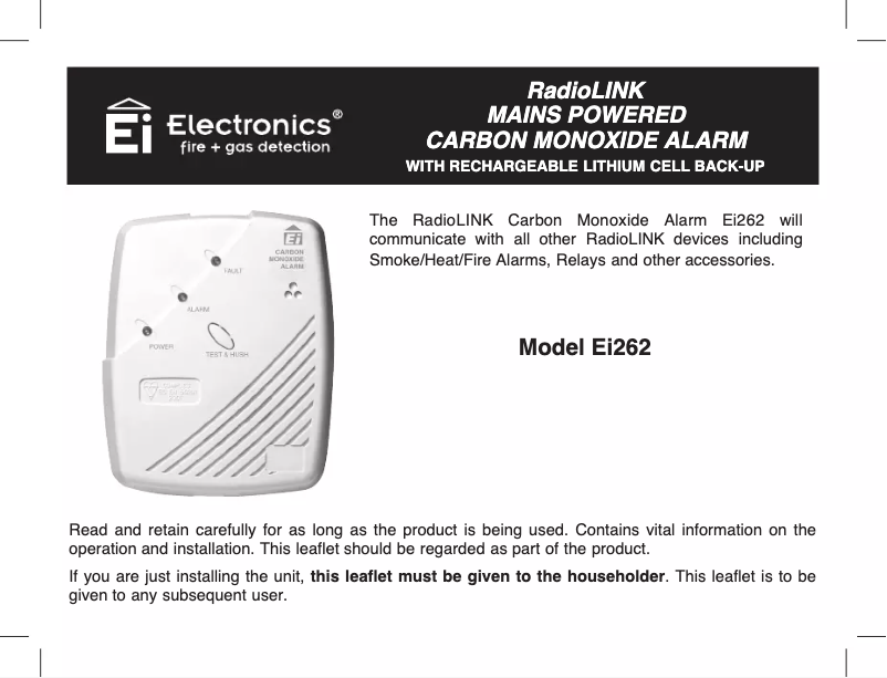 Página 1 del manual Manual de usuario Ei Electronics Ei262