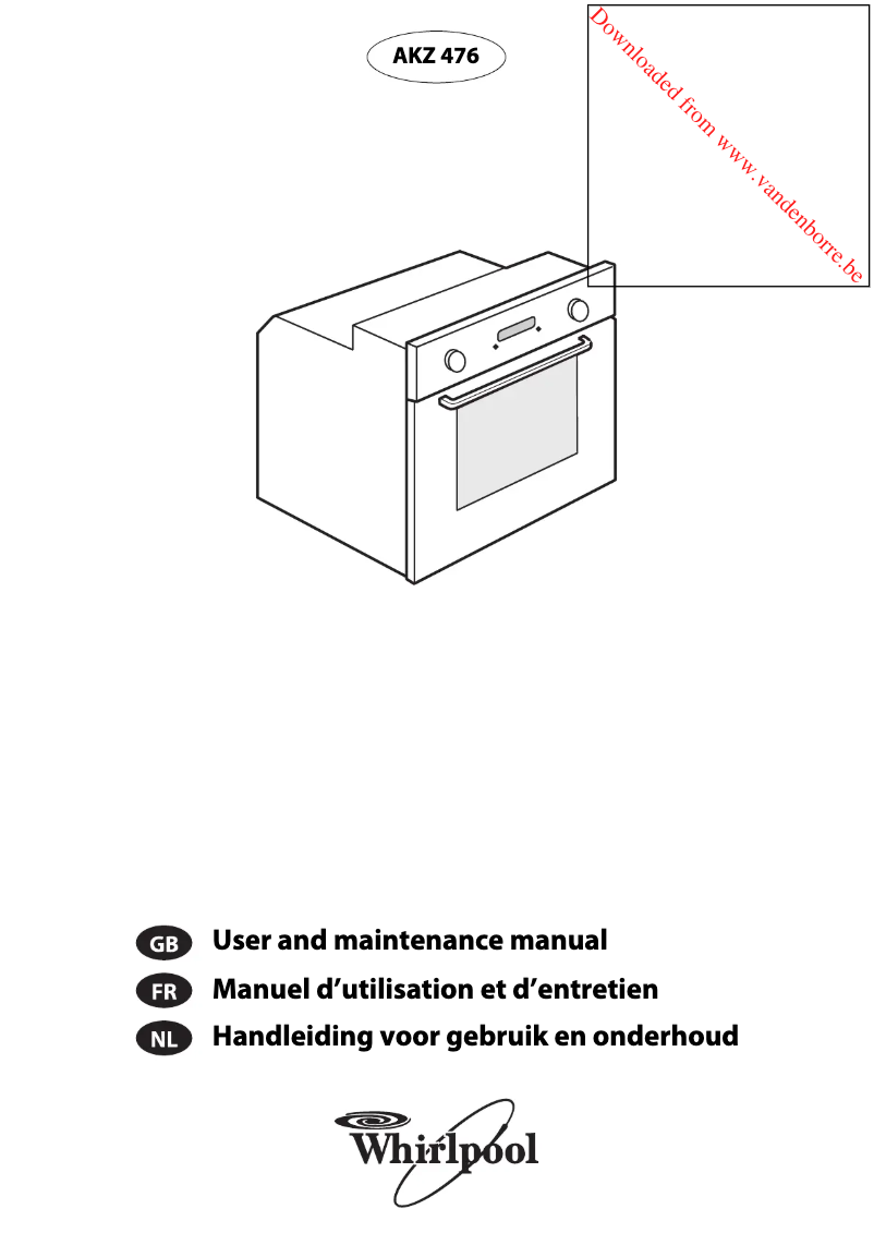 Page n°1 - Guide d'installation Whirlpool AKZ 476/IX