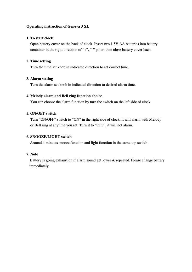 Page 1 de la notice Manuel utilisateur Techno Line Modell 3XL