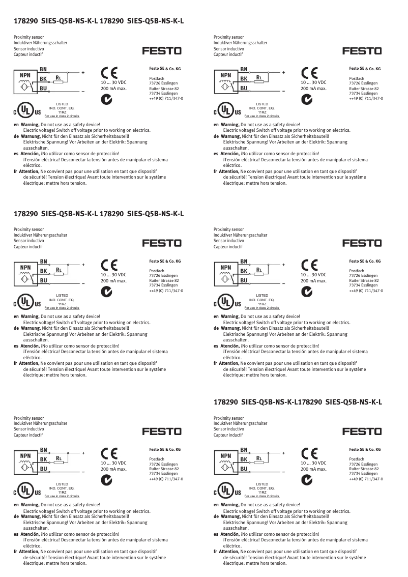 Page 1 de la notice Manuel utilisateur Festo SIES-Q5B-NS-K-L