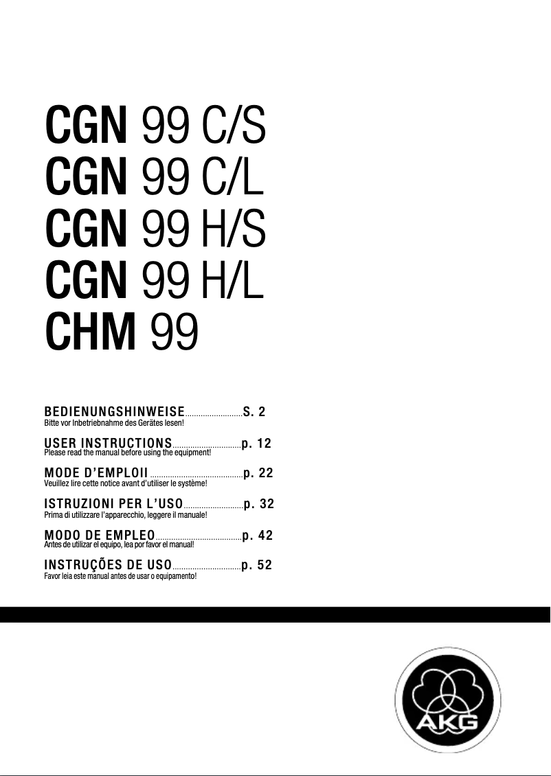 Page n°1 - Manuel utilisateur AKG CGN 99 HS