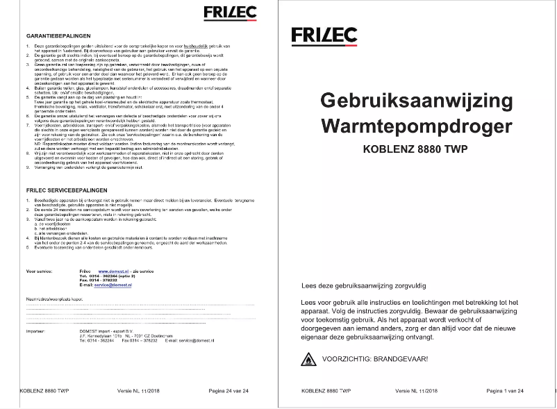 Page 1 de la notice Mode d'emploi Frilec KOBLENZ8880TWP