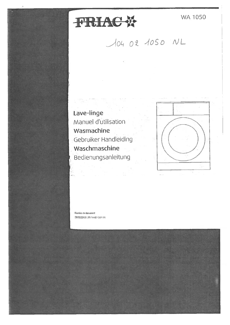 Página 1 del manual Manual de usuario Friac WA 1050