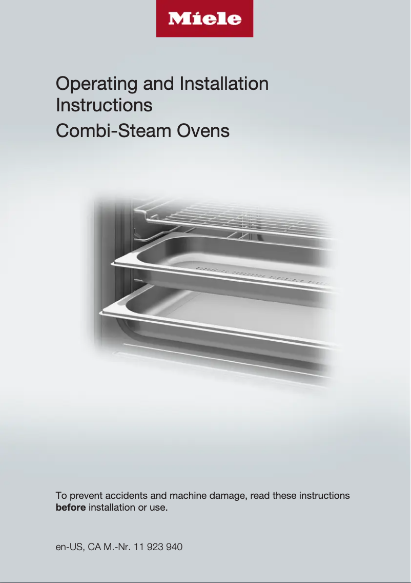 Page n°1 - Guide d'installation Miele DGC 7440 XL