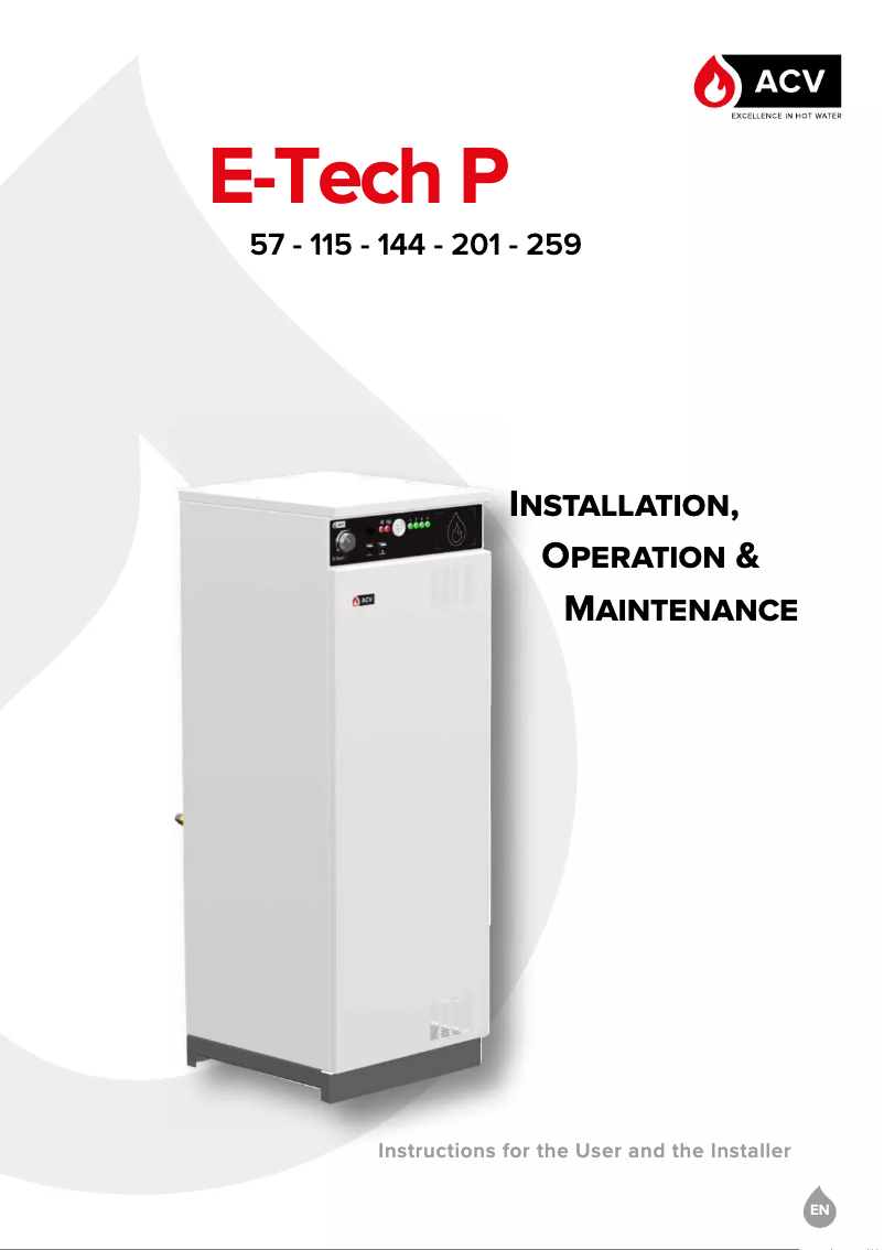 Page n°1 - Manuel utilisateur ACV E-Tech P 144