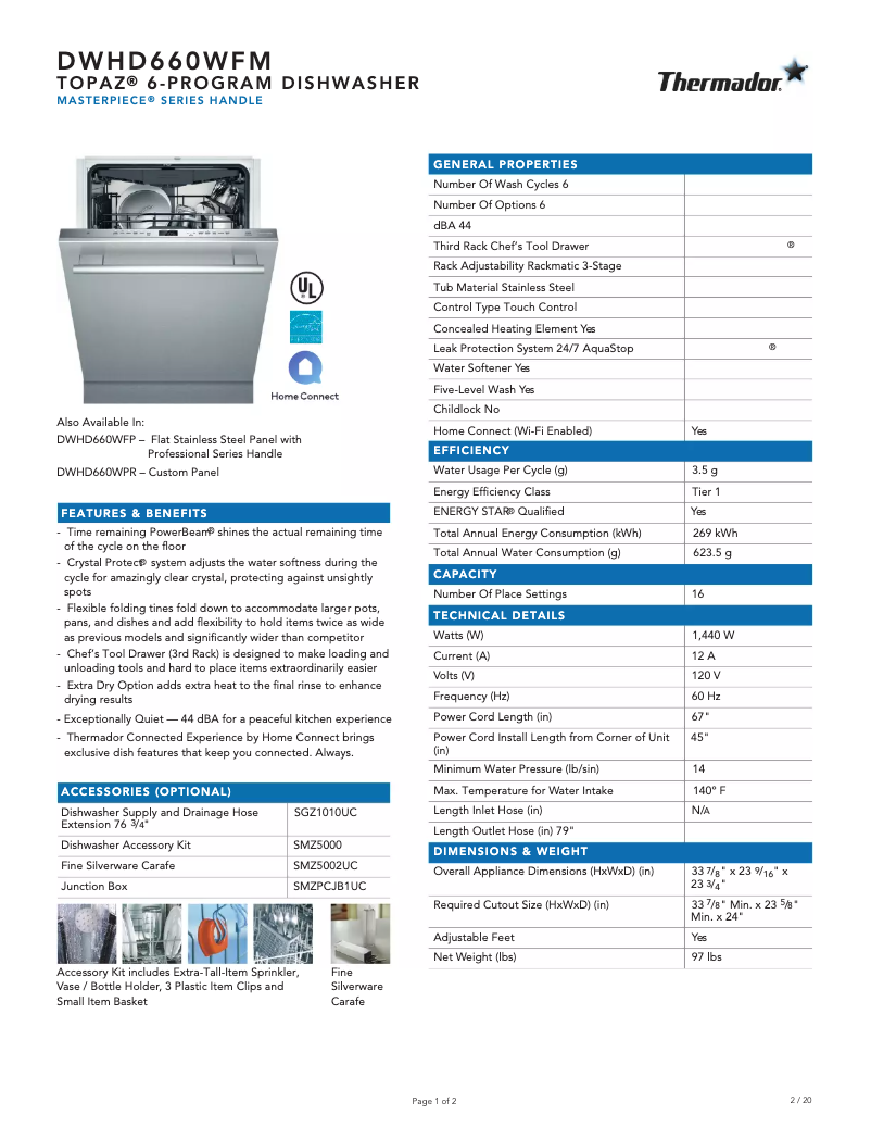 Image de la première page du manuel de l'appareil DWHD660WFM