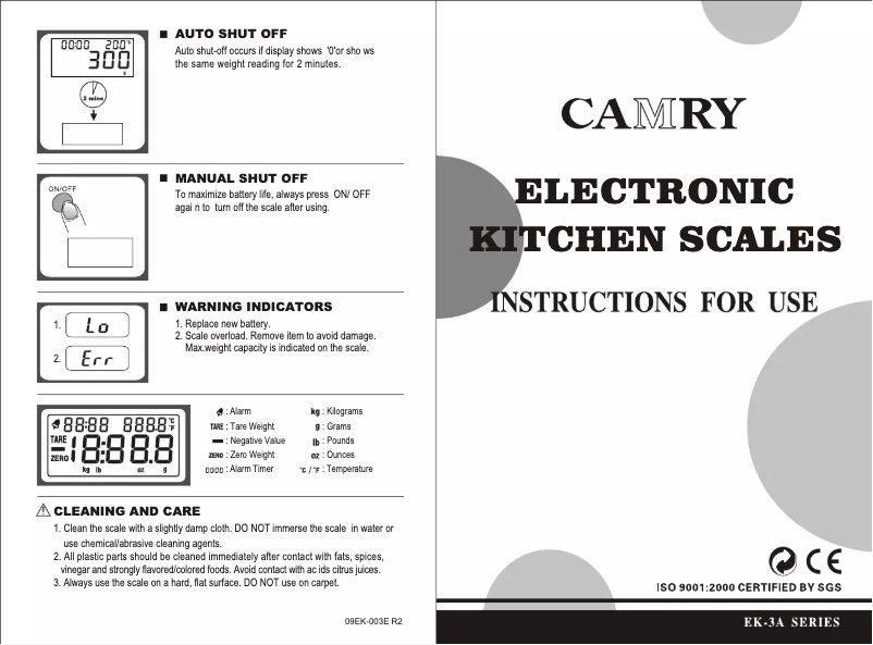 Page n°1 - Manuel utilisateur Camry EK3052