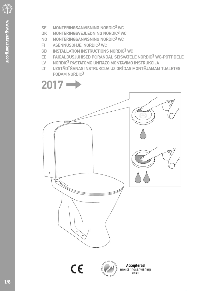 Page 1 de la notice Instructions / montage Gustavsberg Nordic³ 3500
