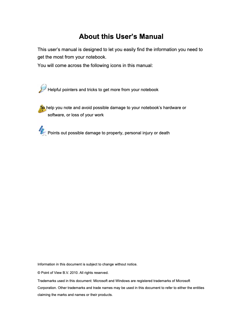 Page n°1 - Manuel utilisateur Point of View SU2300