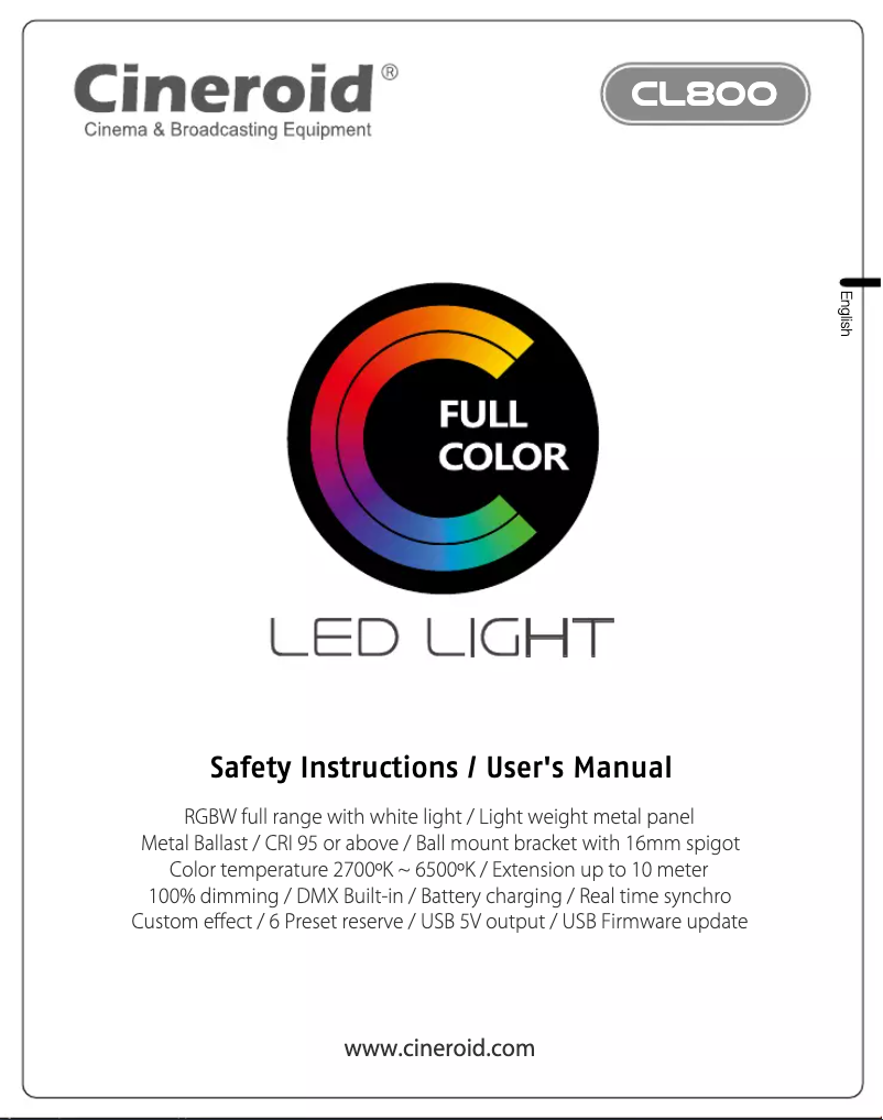 Imagen de la primera página del manual del dispositivo CL800
