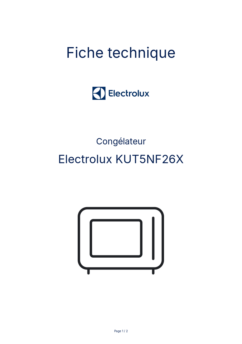 Page n°1 - Fiche technique Electrolux KUT5NF26X