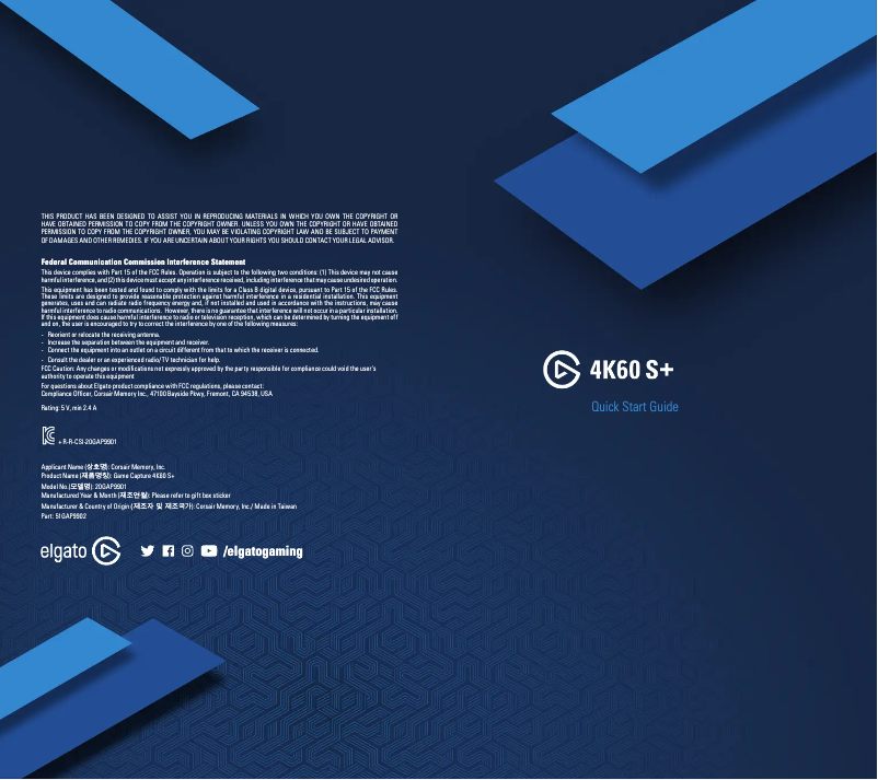 Image de la première page du manuel de l'appareil 4K60 S+