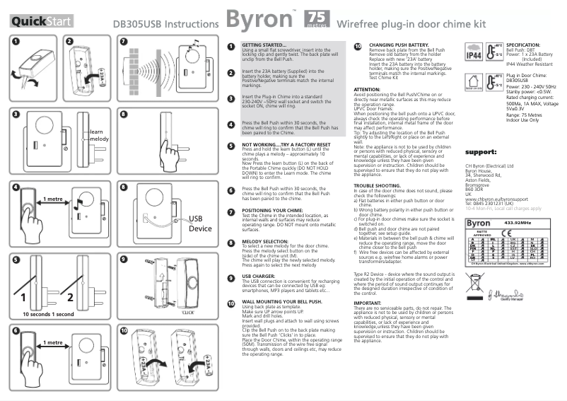 Page 1 de la notice Manuel utilisateur Byron DB305USB