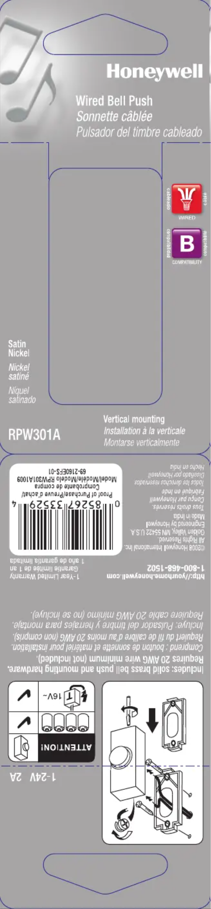 Image de la première page du manuel de l'appareil RPW301A