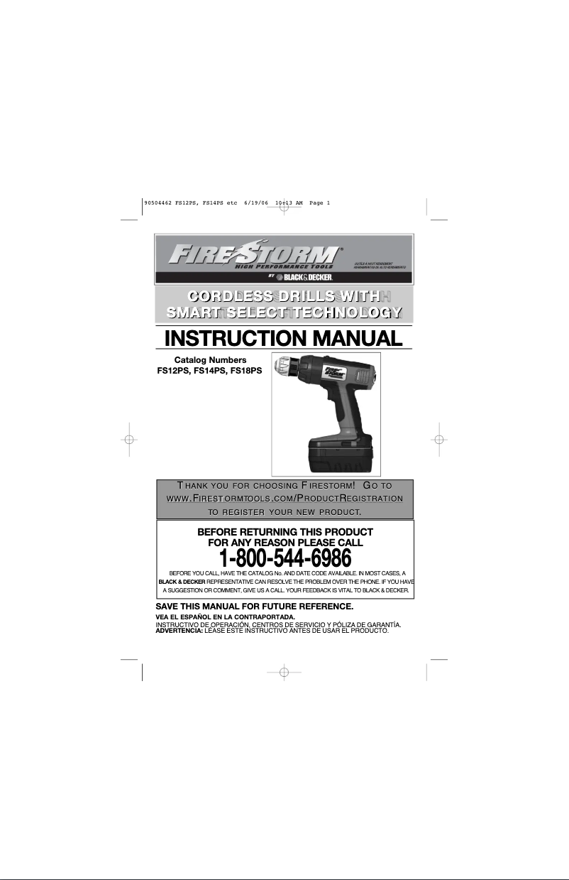 Page 1 de la notice Manuel utilisateur Black & Decker FS18PSK