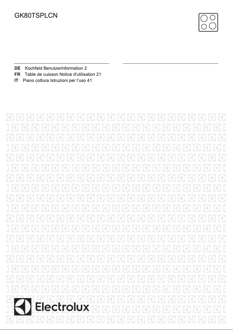Page 1 de la notice Manuel utilisateur Electrolux GK80TSPLCN