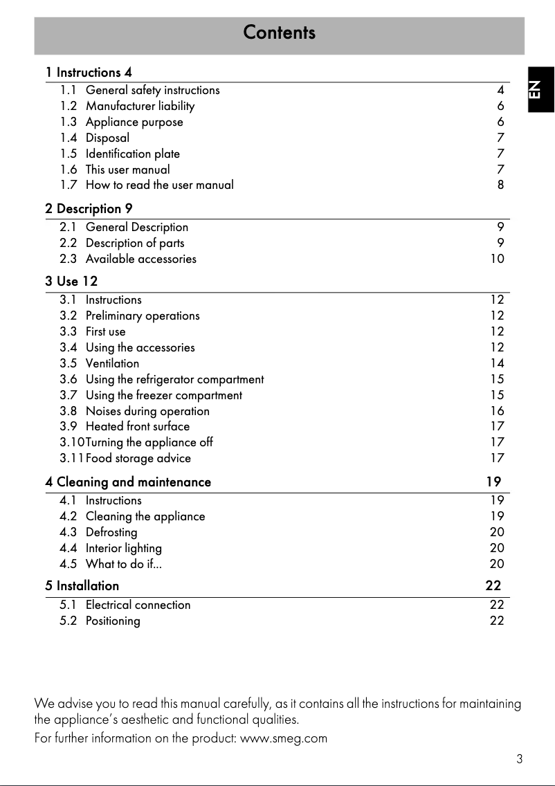 Page 1 de la notice Mode d'emploi Smeg FAB28RWH3UK