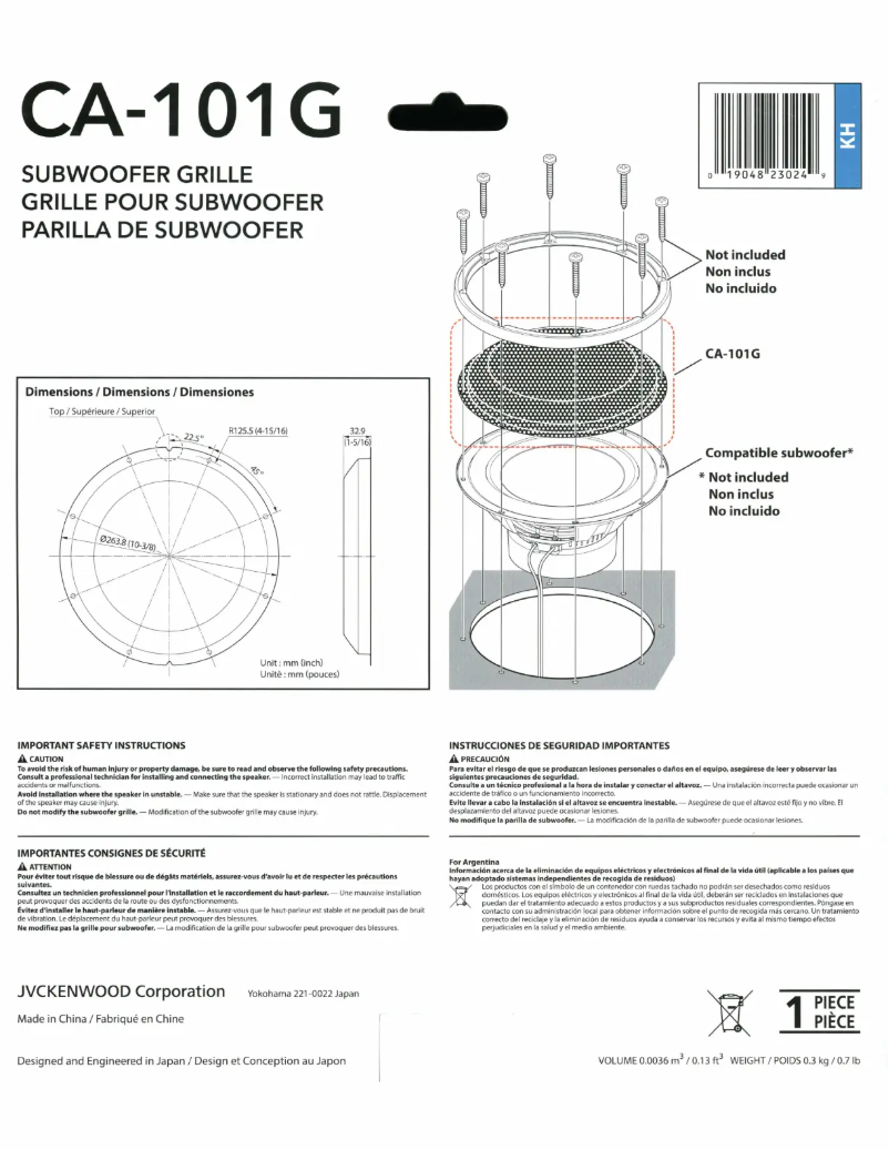 Image de la première page du manuel de l'appareil CA-101G