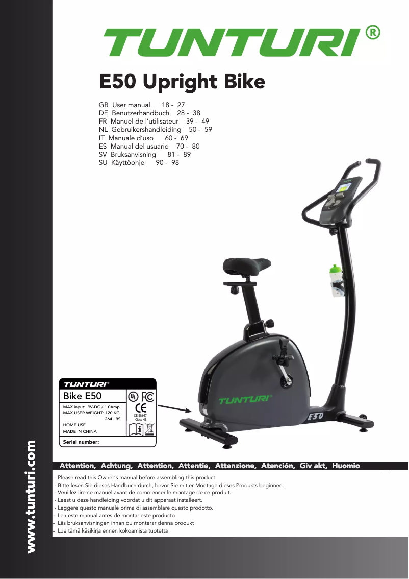 Image de la première page du manuel de l'appareil Performance E50